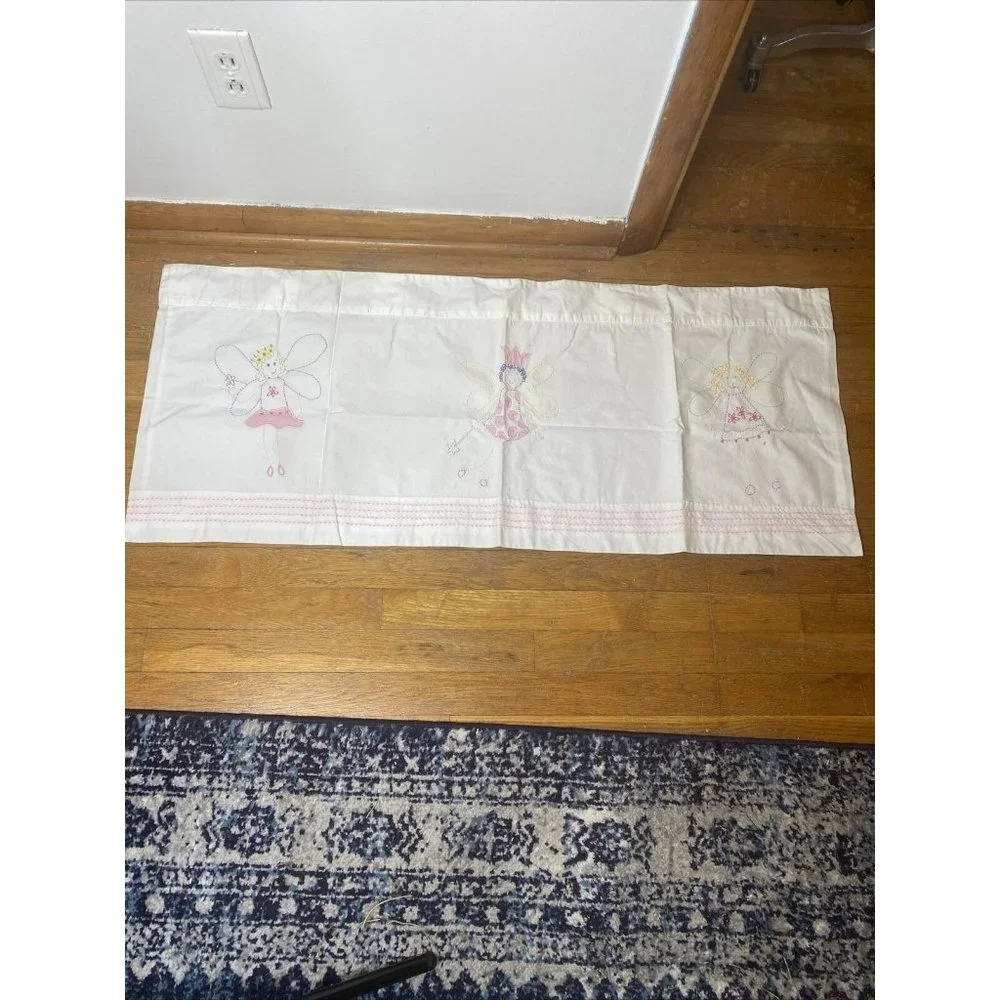 Pottery Barn Kids Valance Curtain Fairy Princess Embroidered Pink Purple 18